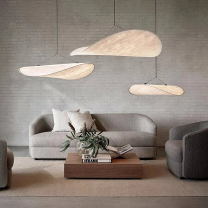 Exklusiv handgjord silkespendel med nordisk wabi-sabi design för matsal och vardagsrum