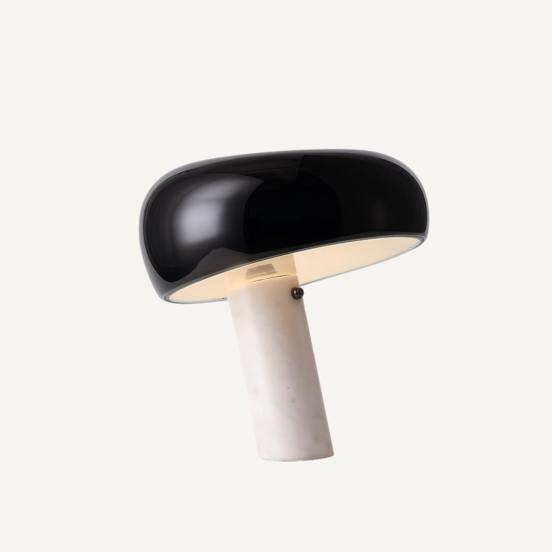 italiensk design bordslampa i marmor och glas med touch-funktion svart