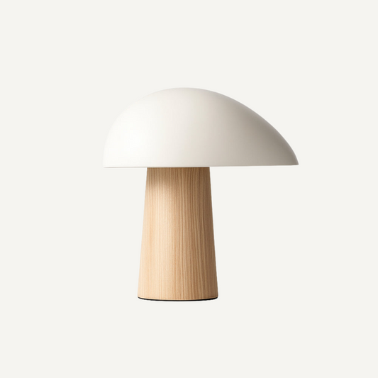 Nordisk svampformad LED bordslampa i metall och glas