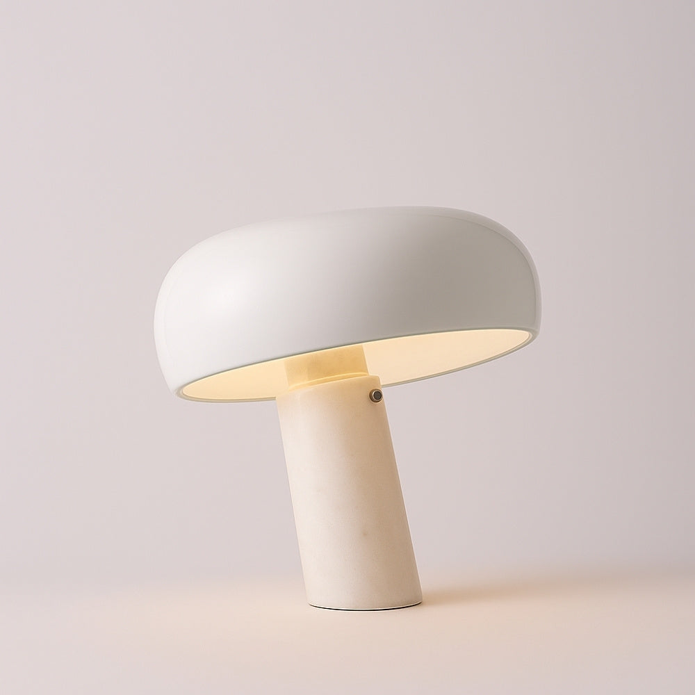 italiensk design bordslampa i marmor och glas med touch-funktion vit