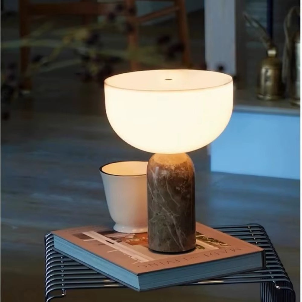 elegant marmor bordslampa med varm led-belysning och touch-funktion