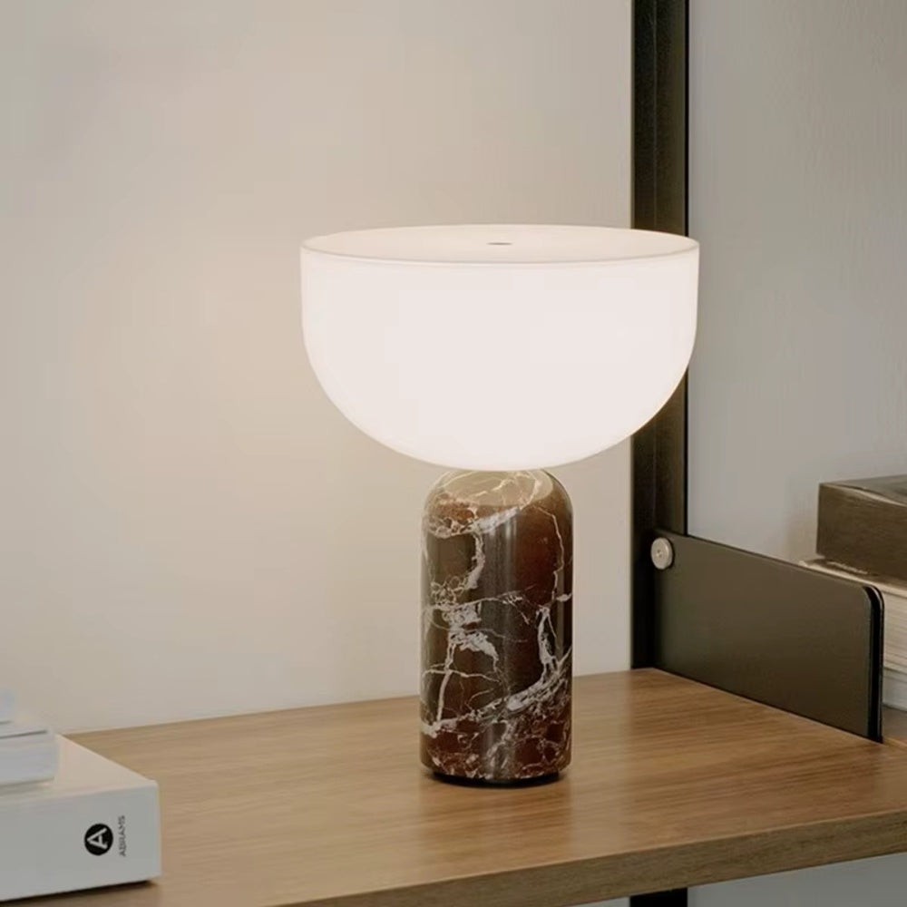 elegant marmor bordslampa med varm led-belysning och touch-funktion