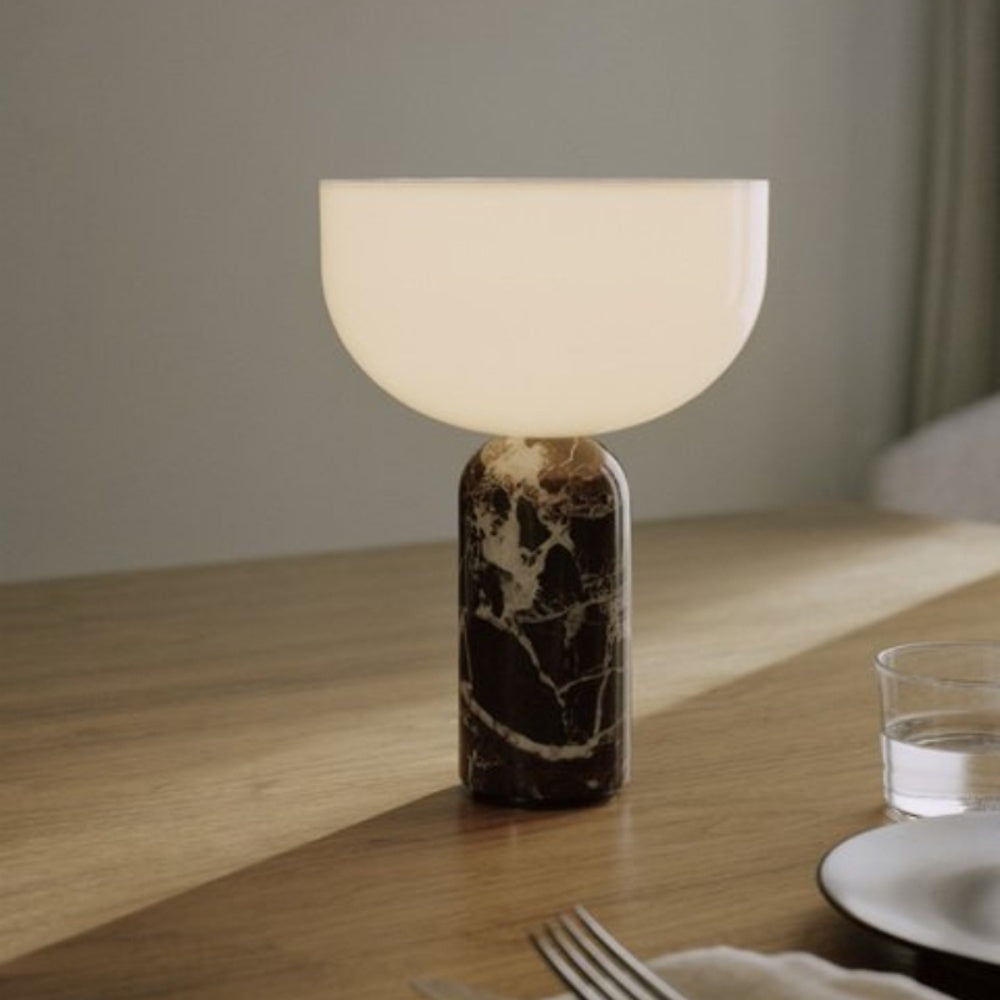 elegant marmor bordslampa med varm led-belysning och touch-funktion