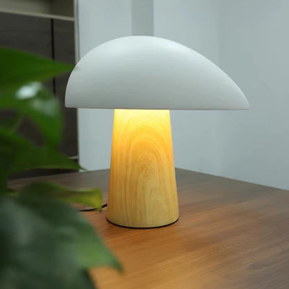 Nordisk svampformad LED bordslampa i metall och glas