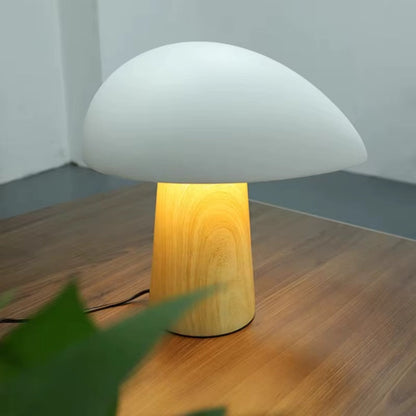 Nordisk svampformad LED bordslampa i metall och glas